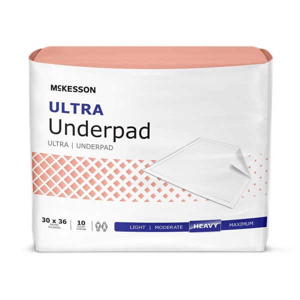 McKesson Ultra Underpads, Incontinence, Heavy Absorbency, 30 in x 36 in, 200 Count