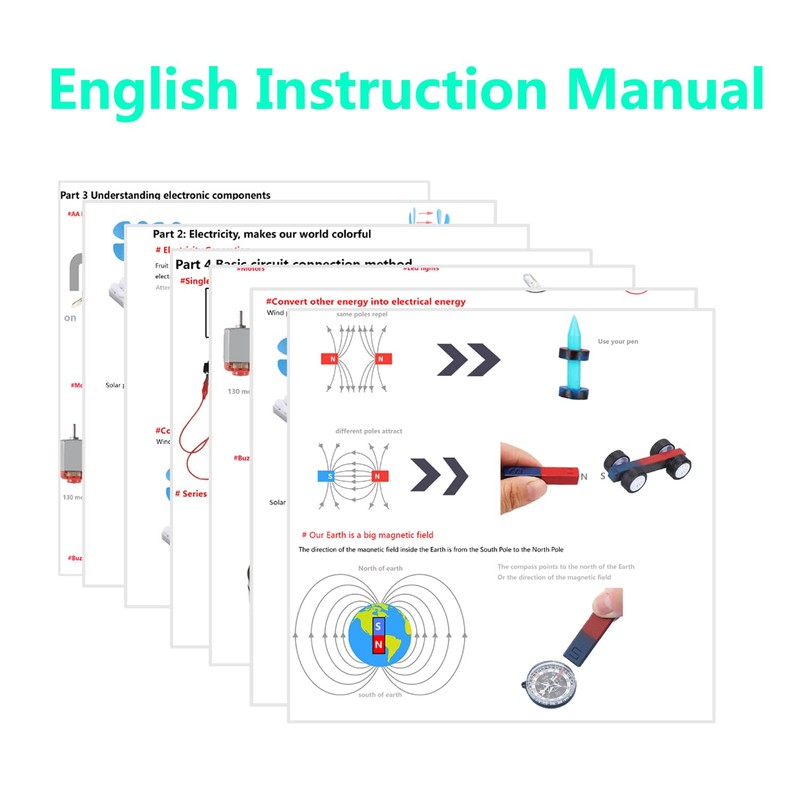 Delinx STEM Science Kit, Magnets Learning,Basic Circuit Learning,Fruit Battery Experiment,Green