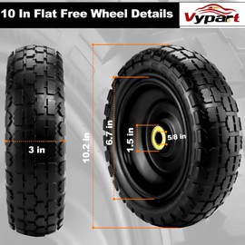 13" Flat Free Tire and Wheel - 13 lnch Solid gorilla cart tire with 5/8" Bearings - fit for Gorilla Cart,Garden Cart,Nursery Carts,Hand Truck Wheels,Wheelbarrow Tire,Yard Trailer(2 pcs)