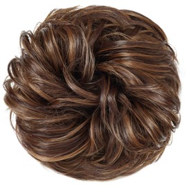 Yamel Messy Bun Hair Pieces for Women Hair Bun Extension Light Auburn mix Dark Auburn Updo Curly Messy Bun Scrunchie
