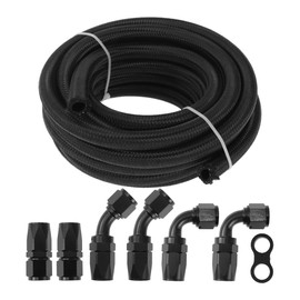 TUCKBOLD AN-8 Fuel Line Kit 20ft Vacuum Hose Automotive Fuel Hose Adapter 90 Degree Adapter 45 Degree Adapter 1 Set CPE Rubber Nylon Braid
