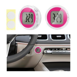 KVAEY 2PCS Mini Motorcycle Clocks, Waterproof 1.1" Diameter Motorcycle Digital Clocks with Adhesive Tape, Stick-On Motorbike Mount Watch Dashboard Clock for Motorcycle Car SUV Boat (Red)