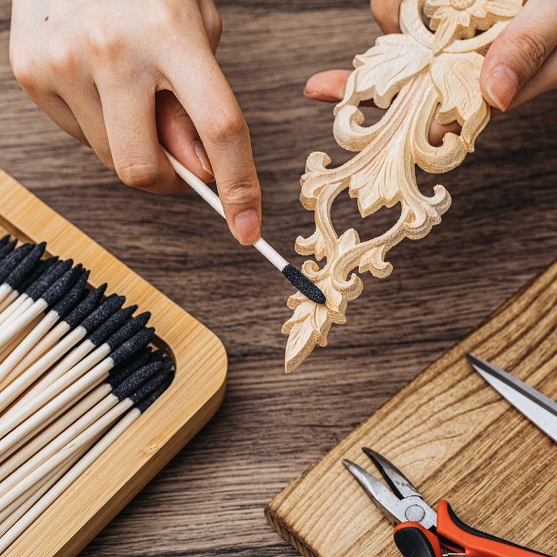 Leriton 60 Pcs Sanding Sticks Double End Matchsticks Sanding Twigs