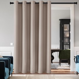 DWCN Room Divider Blackout Curtain Thermal Grommet Panel with Top for Bedroom Partition, Patio Sliding Door Curtains - Extra Wide Curtains for Glass Door, 6.7ft Wide x 7ft Tall, Camel