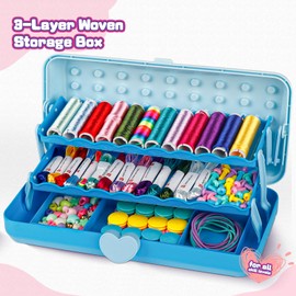 Cmiolacuna Friendship Bracelet Making Kit for Girls, 3-Layer Storage Box Arts and Crafts Bracelets Jewelry String Maker Kit Ages 8-12,Best Christmas Birthday Gift for Girls 6 7 8 9 10 11 12 Year Old