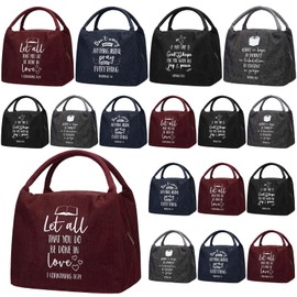 SilTriangle 12 Pcs Christian Lunch Bags Bulk Faith Religious Gifts for Women Reusable Bible Verse Lunch Boxes Baptism Church Gifts Insulated Boxes for Mom Men Women Staff