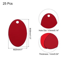 Rebower Aluminum Blank Tags Engraving Metal Stamping Blanks,[for Number Tag, Dog Tag,Pendant Decoration] - 1.5 x 1 Inch/Red / 25 Pcs