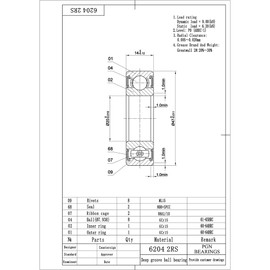 PGN (10 Pack) 6204-2RS Bearing - Lubricated Chrome Steel Sealed Ball Bearing - 20x47x14mm Bearings with Rubber Seal & High RPM Support