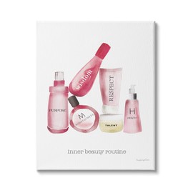 Stupell Industries Self-Esteem Motivational Phrases Fashion Cosmetics Inner Beauty Quote, Designed by Mercedes Lopez Charro Canvas Wall Art, 30 x 40, White