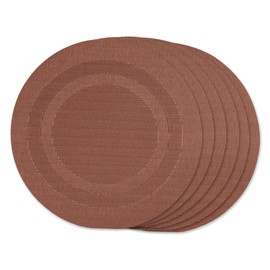 DII PVC Tabletop Collection Woven Indoor/Outdoor, Round Placemat Set, 13.75", Cinnamon, 6 Piece