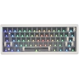 Cmokifuly GMK61 60% Mechanical Keyboard Kit Tri-Mode South-Facing RGB LED Gaming Keyboard for 3/5pin Switches,61 Keys Hotswap Socket PCB Gasket Mounted Plate DIY Keyboard Kit (White)
