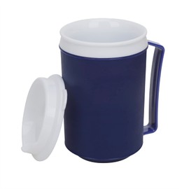 12oz Spill Proof Drinking Cup with Handle and Small Hole Lid, Thermal Cup for Hot and Cold Drinks, Sippy Cup for Elderly Patients and Disabled Parkinson's Disabled