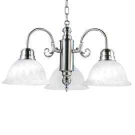 Yosemite Home Decor 1433-3SN Manzanita 3 Light Chandelier, Frosted White Marble Glass Shades, Satin Nickel Finished Frame