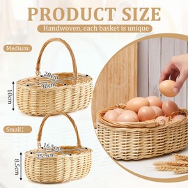 Sintuff 2 Size Small Egg Baskets for Fresh Eggs with Handle Wicker Weave Egg Collecting Basket Chicken Egg Basket Egg Basket Egg Gathering Basket for Holder Transporting Farmhouse Storage Gift