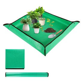 LCHUANG Repotting Mat for Indoor Plant Transplanting - 26'' x 26'' Planting Mat Soil Mess Control, Portable Succulent Planting Potting Tray Waterproof Gardening Mat (Pale Green)