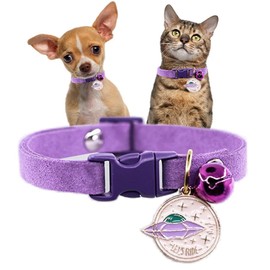 Purple Cat Collar with Bell, Pretty Female Puppy Collars with Bells for XXS Tiny Pet Little Dogs Kitten Girls Animal, XSmall
