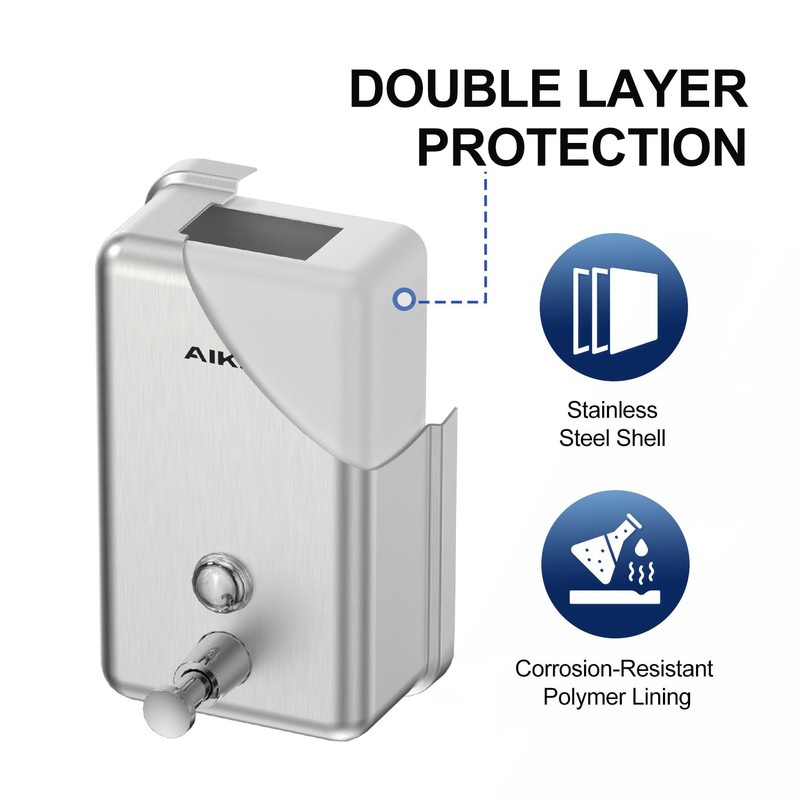 AIKE 37oz Surface Mount Stainless Steel Soap Dispenser for Commercial,Brushed