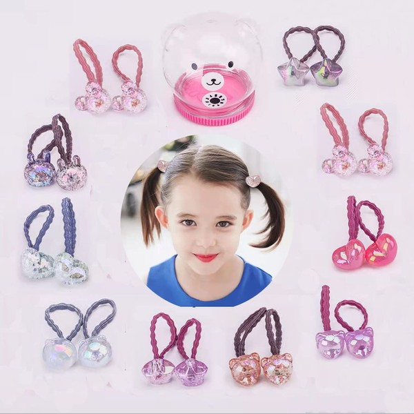 20 Pcs Children Elastic Hair Ties Blingbling Cute Candy Color Hair Bands Girls Hair Ring Soft Ponytail Holder Hair Accessories for Infants Toddlers Kids Teens