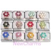Mix Set of 12 Flower Colorful Italian Charms Birthstone Inspired