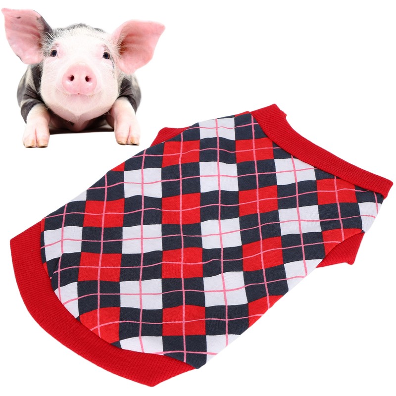 Pet Pig Spring Summer Sleeveless TShirt Pet Vest Sweatshirt Rhombus