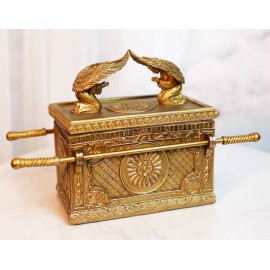 Golden Ark Of The Covenant With Cherubim Angels Decorative Box 9.5"L (1:8 Scale)