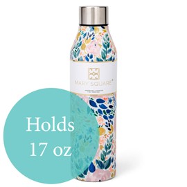 Mary Square SH00054 Enchanted Garden Pink Rose 17 ounce Stainless Steel Sport Water Bottle with Screw Top Lid