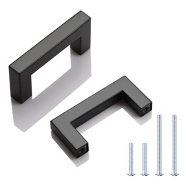 KNOBWELL 12 Pack Matte Black Modern Cabinet Handles Kitchen Drawer Pulls Square Bar Knobs and Pull Handles - Hole Centers 2-1/2 inch, Overall Length 2-9/10 inch