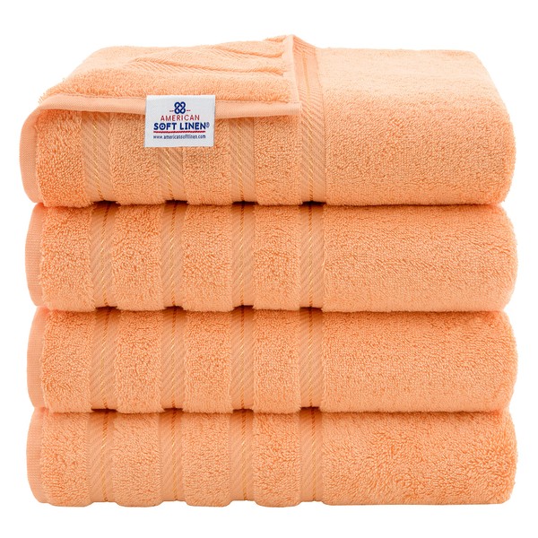 American Soft Linen Luxury 4 Piece Bath Towel Set, 100% Turkish Cotton Bath Towels for Bathroom, 27x54 in Extra Large Bath Towels 4-Pack, Bathroom Shower Towels, Malibu Bath Towels