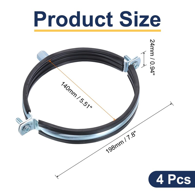 sourcing map 4 Pcs Split Ring Pipe Hanger, 140mm/5.5inch Adjustable