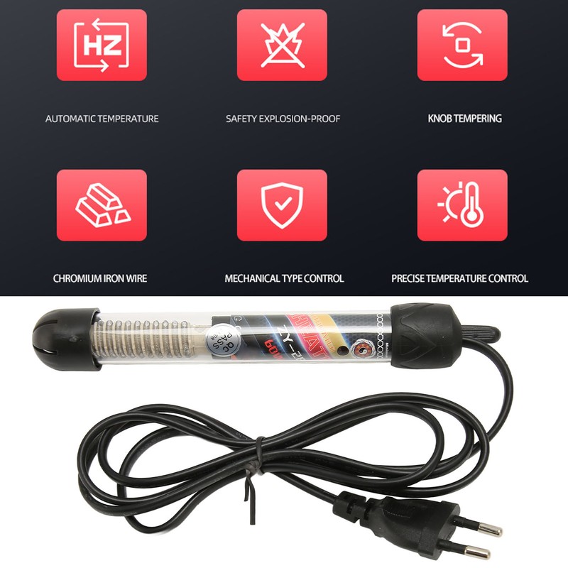 Submersible Aquarium Heater 60W Fast Heating Smart Thermostat IPX8 Waterproof