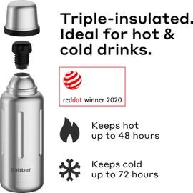 Bobber - 34 oz Vacuum Insulated Stainless Steel Water Bottle with Cup Lid - Dishwasher Safe - Keeps Drinks Hot for 48 Hours and Cold for 72 Hours - Double Walled Thermo Flask (Matte)