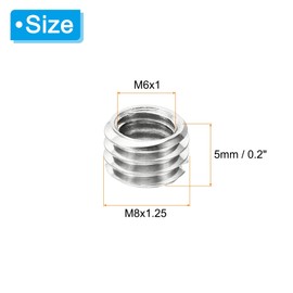 PATIKIL Thread Adapters Sleeve Reducing Nut, 20 Pcs M8x1.25 Male to M6x1 Female Repairing Insert Nut Screw Reducer Stainless Steel Fastener 5mm