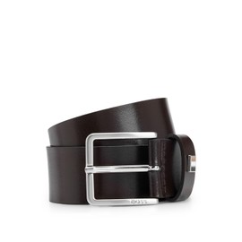 BOSS Herren Ther-Flag-E Sz35 Gürtel aus italienischem Leder mit charakteristischem Streifen-Detail aus Metall Dunkelbraun 100