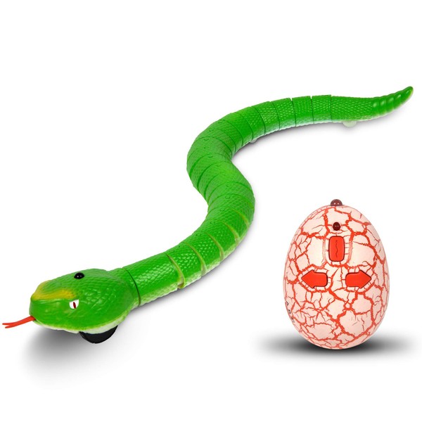 Liberty Imports 16 inches Realistic Remote Control RC Snake Toy with Egg-Shaped Infrared Controller (Green)
