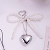 88flix Keychain, Pearl Charm, Heart Charm, Pearl Ribbon, Silver, Stylish,