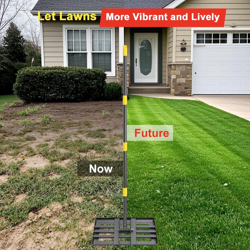 Lawn Leveling Rake - Heavy Duty 17"x10" Stainless Steel Lawn