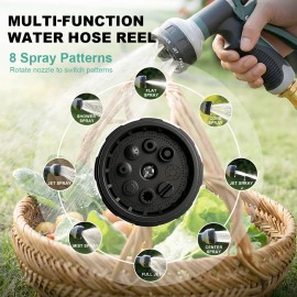 Wall Mounted Retractable Hose Reel Auto Rewind Garden Water Hose Storage Heavy Duty Anti-Kink Swivel Bracket Outdoor Car Washmaterial: Plastic, size: 1/2 100ft