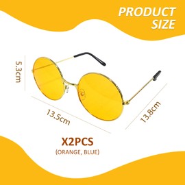 LSYYSL 2 Pieces Of Sunglasses, Retro Fashion Sunglasses, Round Sunglasses, Metal Frame Glasses, Holiday Party Decoration Mirrors
