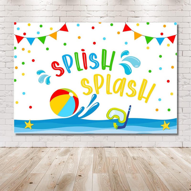 MEHOFOND 7x5ft Beach Ball Birthday Backdrop Summer Pool Party Splish