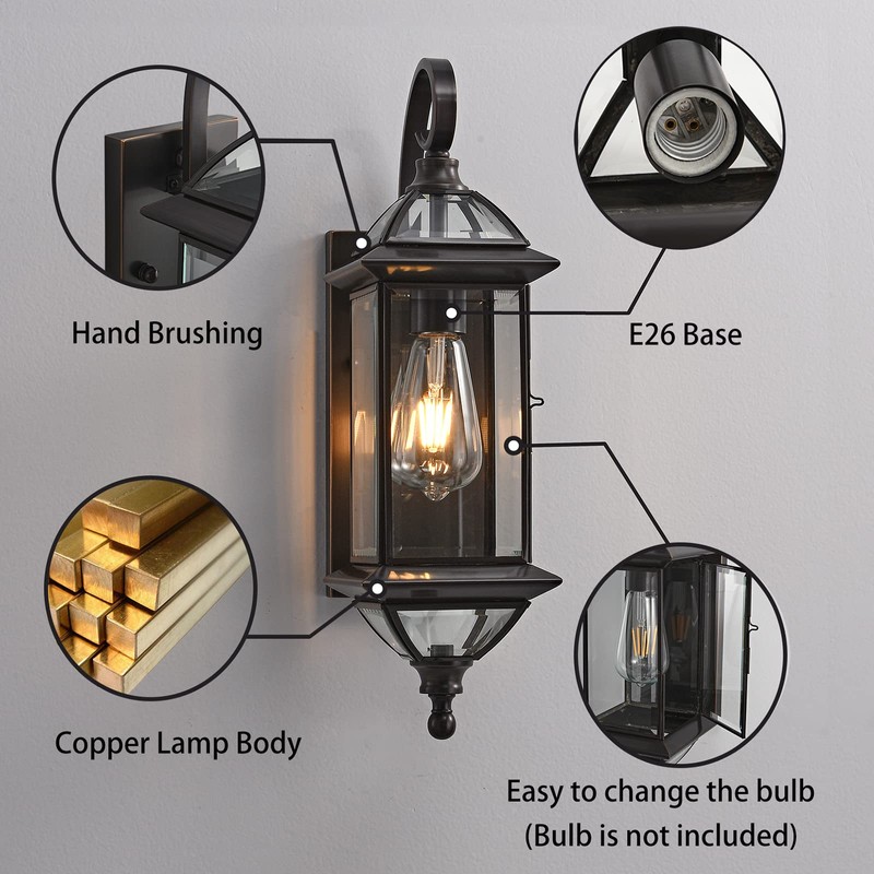 Milaii 18.5" H Copper Outdoor Wall Lights Exterior Waterproof Wall