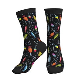 CJXPJZPLD Black Funny Fish Socks Gifts for Fishing Lover Women Men
