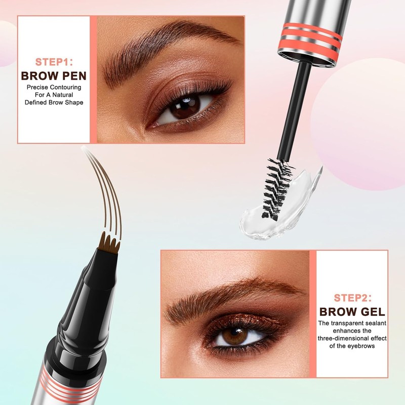 Lápiz de Cejas 2 en 1 con Gel y Cepillo,