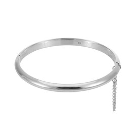 Silverly Round Hinged 925 Sterling Silver Bangles for Women Solid 925 With Chain - Classic Silver Bangle - Simple Elegant Mum Auntie Birthday Gifts - Sterling Silver Bracelet