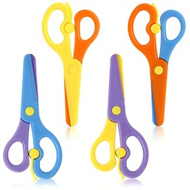 LOVESTOWN 4 PCS Plastic Training Scissors, Pre-School Training Scissors Toddler Safety Scissors Learning Scissors for Toddlers Children Art Supplies