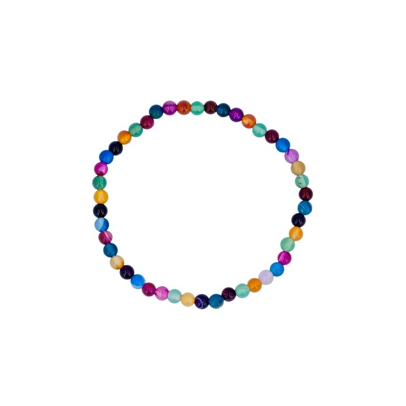 Taddart Minerals - Colourful Natural Gemstone Agate Bracelet with 4mm