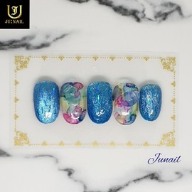 Blue Rain Handmade Nail Tips - Long Round Square / 블루레인 수제네일팁 - 롱라운드스퀘어