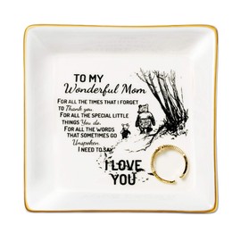 JoycuFF Trinket Dishes for Jewelry Mom Mother Birthday Christmas Gift Jewelry Tray for Rings Necklaces Bracelets Earrings to My Wonderful Mom