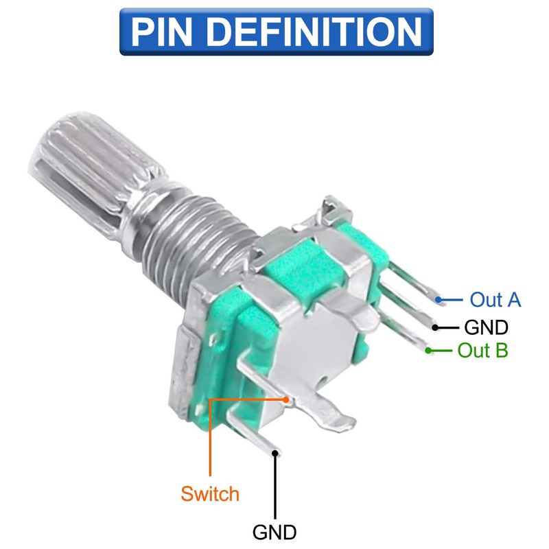 DAOKAI EC11 Digital Potentiometer, 360 Degree Rotary Encoder Module 15mm