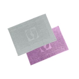 OG-ER Bath Mat Set, 2 Pieces, Terry Cloth Shower Mat, Washable Shower Mat & Bath Mat, 600 g/m² & 100% Cotton, Absorbent & Quick Drying, 50 x 70 cm, Antique Purple