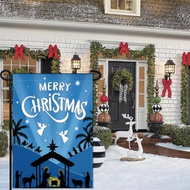Christmas Nativity Garden Flags for Outside 12 X 18 Inch Double Sided Merry Christmas Garden Flag Christianity Jesus Nativity Scene Garden Flag for Outdoor House Indoor Yard Sign Decorations